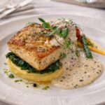 Halibut cu spanac si cartofi zdrobiti